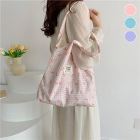 [홍은]마실가방 가벼운 여성 리본체크 패브릭가방 숄더백