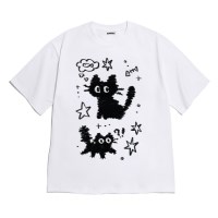 [반팔티셔츠 낙서야옹]오버핏 여름티 홈웨어 잠옷 커플티 생일 웃긴