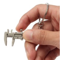 휴대용 미니 실버 버니어 캘리퍼스 키링 4.5cm 보석측정 공구 열쇠고
