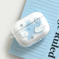 고양이 블루 별 Y2K 에어팟 프로 4 3 버즈 이어폰 투명 하드 케이스