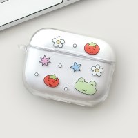 개구리 토마토 Y2K 에어팟 프로 4 3 버즈 이어폰 투명 하드 케이스