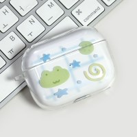 개구리 여름 별 Y2K 에어팟 프로 4 3 버즈 이어폰 투명 하드 케이스