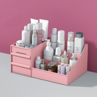 비진 더블 슬라이드 멀티 화장품 수납정리함 핑크