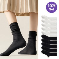 10개세트 티유 여자 남자 골지 무지 검정 흰 중목 양말 R294