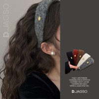 여성 고급 우아 럭셔리 모직 라벨 헤어밴드 띠