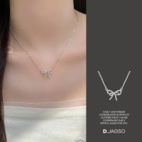 여성 리본 목걸이 실버 여성미 청순 목걸이