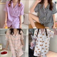 CHOCO 체크 셔츠 카라 잠옷 6종 파자마 반팔