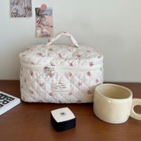 [홍은]손잡이 꽃무늬 가방 다용도 파우치 화장품 파우치 플라워 백