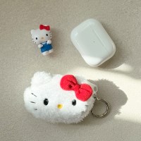 산리오 헬로키티 키티 얼굴 뽀글이 파우치 에어팟 키링