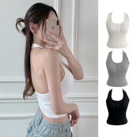 [캡내장] 르카 홀터넥 단추 민소매 나시 (26C022)