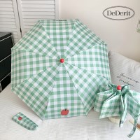 애플 그린 체크 3단 접이식 자동 우산 양산 양우산