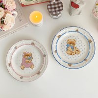 곰돌이그릇 곰돌이 홈카페 레트로 접시 그릇