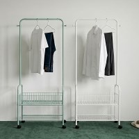 이동식 옷걸이 2단 수납 바구니 드레스룸 밸런스핏 철제 행거