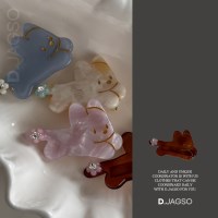 여성 베이지 블루 커피브라운 블루 머리 집게핀