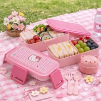 헬로키티 카오하나 돔형 2단 런치 도시락통 600ML 소풍도시락통