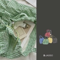 여성 체크 패턴 퐁당퐁당 플리츠 봄 데일리 백