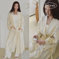홈웨어 브러쉬 스트라이프 로브 파자마 수면 잠옷가운