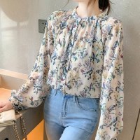 [홍은]블라우스 여자 가을 봄 플라워 꽃무늬 긴팔 우스 여성블라우스