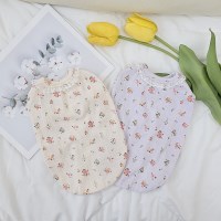 강아지 플라워 아일렛 레이스 민소매 티셔츠