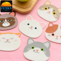 젠카 고양이 실리콘 티코스터 컵 코스터 코스트 컵받침 귀여운 동물 