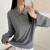 루즈핏 단가라 텐셀 긴팔 카라티