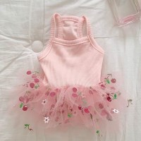 핑크 체리 반려동물 프릴나시원피스
