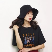 오버핏 일러스트 코튼 면 라운드 반팔티셔츠