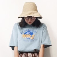 일러스트 여름 오버핏 반팔 라운드 티셔츠