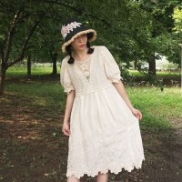 로맨틱 올 레이스 자수 벌룬소매 썸머 원피스