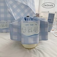 귀여운 큐트 베어 블루체크 3단접이식 자동 우산 양산