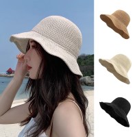 와이드챙 여름 버킷햇 여성모자 자외선차단 니트 벙거지