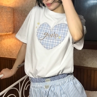 고집 하트 패치 티셔츠 (3color)