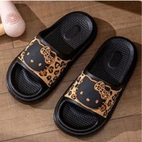 헬로키티 호피 리본 슬리퍼 블랙 C07969