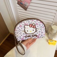 산리오 헬로키티 핑크 호피 라운드 파우치
