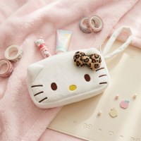 산리오 호피 헬로키티 사각 파우치 브라운