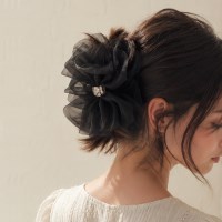 Belle Crystal Organza Hair Claw 크리스탈 오간자 리본 헤어집게핀