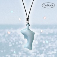 블루 돌고래 피리 목걸이 세라믹 끈 조절 호루라기