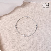 925실버 곡선 파이프 은볼 비즈 실버팔찌 레이어드 은팔찌