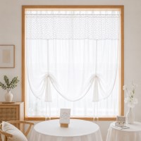 국산 아레나 린넨자수 레이스 리본 롤업 커튼 프렌치 카페