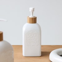 SOAP WATER 우드캡 유리 주방세제 핸드워시 디스펜서 430ml