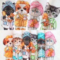 린넨 커트지 - BATH TIME (약 70×45cm)