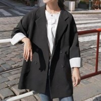 더블형 여성정장자켓 루즈핏 테일러드 롱 자켓