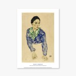 Portrait Of A Woman With Blue And Green Scarf - 에곤 실레 017