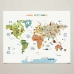 세계지도 동물지도 지도포스터 랜드마크 세계지도포스터