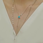 925 silver 천연 원석 터키석 네크리스