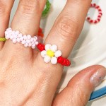 Red Daisy Bold Beads Ring
