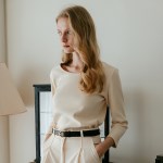 Ovel neck T-shirt - Cream