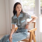 [커먼유니크] 아벨리 컬러링 카라 1/2 니트 가디건