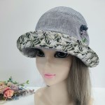 [애슬릿]꽃 자수 중년 여성 배색 버킷햇 벙거지 모자