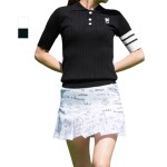 보스케 여성 여름 골프웨어 골프복 배색 카라티 반팔 니트 L120623W5